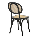 Καρέκλα Zoel Pakoworld Μαύρο Ξύλο Οξιάς-Φυσικό Rattan 45x52x82εκ