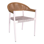 Πολυθρόνα Αλουμινίου Elation Pakoworld Στοιβαζόμενη Λευκός Σκελετός-Textilene Φυσικό Rattan 57x56x78εκ