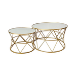 Tραπέζια Σαλονιού Pelosif Inart Χρυσό σετ 2τεμ Μέταλλο