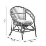 Πολυθρόνα Blore Inart Φυσικό Ξύλο με Μαξιλάρι 68x48x81εκ