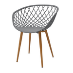 Καρέκλα Ezra Pakoworld Γκρι pp-Πόδι Φυσικό Μέταλλο 62x42x82εκ