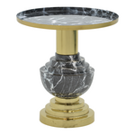 Βοηθητικό Τραπέζι Cogent Inart Pakoworld Μαύρο-Χρυσό Μέταλλο Φ46x50εκ