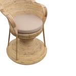 Πολυθρόνα rea Inart με Μπεζ Μαξιλάρι-Φυσικό Rattan 85x85x141εκ