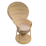 Πολυθρόνα rea Inart με Μπεζ Μαξιλάρι-Φυσικό Rattan 85x85x141εκ