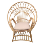 Πολυθρόνα Boloni Inart με Μπεζ Μαξιλάρι-Φυσικό Rattan 100x67x120εκ