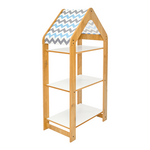 Ραφιέρα Montessori Zoilen i Pakoworld Λευκό-Φυσικό-Μπλε mdf 50x30x100εκ