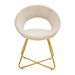 Καρέκλα Valentina Pakoworld Μπεζ Βελούδο-Χρυσό Πόδι 65x60x82εκ