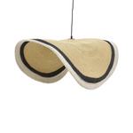 Φωτιστικό Οροφής Hatchie Inart Φυσικό-Μαύρο-Λευκό Ψάθα-Μέταλλο Φ100x133εκ