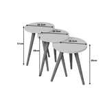 Βοηθητικά Τραπέζια Perjene Pakoworld σετ 3τεμ Μελαμίνη σε Ανθρακί Απόχρωση και Ξύλινα Πόδια