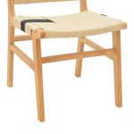 Καρέκλα Julien Pakoworld Rubberwood και Επένδυση με Σχοινί σε Φυσικό-Μαύρο Χρώμα 61x54x85εκ