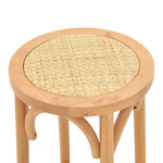 Σκαμπό Μπαρ Serzo Pakoworld Ξύλο Οξιάς και Rattan σε Φυσικό Χρώμα Φ36x71εκ