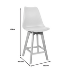 Σκαμπό Μπαρ Gaston Pakoworld Λευκό pp-pu και Ξύλινο Πόδι σε Φυσική Απόχρωση 56x48.5x104εκ