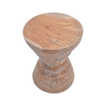 Βοηθητικό Τραπέζι Zerlian Inart White Wash Μασίφ Ξύλο Teak Φ35x46εκ