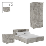 Φοιτητικό Πακέτο Επίπλων Υπνοδωματίου Olympus b Pakoworld σετ 4τεμ σε Antique Ανθρακί Απόχρωση