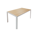 Τραπεζαρία Nares-Raven a σετ 5τεμ Pakoworld Λευκό Αλουμίνιο και Plywood σε Φυσική Απόχρωση 140x80x72.5εκ