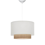 Φωτιστικό Οροφής Newbay Pakoworld Ύφασμα και Ψάθα σε Λευκό-Φυσικό Χρώμα Φ30x80εκ