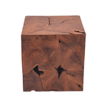 Σκαμπό Boxy Inart Φυσικό Μασίφ Ξύλο Teak 40x40x40εκ