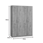 Ντουλάπα Ρούχων Τετράφυλλη Jonar i Pakoworld Χρώμα oak 120x42x180εκ