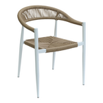 Πολυθρόνα Fagen Pakoworld Στοιβαζόμενη Λευκό Αλουμίνιο-Φυσικό Textilene 56x60x78εκ