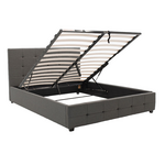 Κρεβάτι roi Pakoworld Διπλό 160x200 Ύφασμα Ανθρακί + Αποθηκευτικό Χώρο