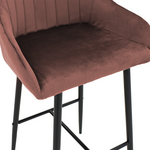 Σκαμπό bar Patrin Pakoworld Μεταλλικό Μαύρο-Βελούδο Σάπιο Μήλο
