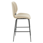 Σκαμπό bar Impel Pakoworld Μεταλλικό Μαύρο-Ύφασμα Μπεζ