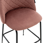 Σκαμπό bar Kudos Pakoworld Μεταλλικό Μαύρο-Βελούδο Σάπιο Μήλο