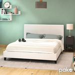 Κρεβάτι Nevil Pakoworld Διπλό 150x200 pu Χρώμα Λευκό ματ