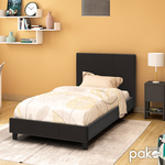 Κρεβάτι Nevil Pakoworld Μονό 100x200 pu Χρώμα Μαύρο ματ
