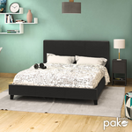 Κρεβάτι Nevil Pakoworld Διπλό 150x200 pu Χρώμα Μαύρο ματ