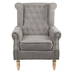 Πολυθρόνα Piore Pakoworld Γκρι Ύφασμα και Πόδι Rubberwood σε Φυσική Απόχρωση 77x80x106εκ