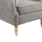 Πολυθρόνα Piore Pakoworld Γκρι Ύφασμα και Πόδι Rubberwood σε Φυσική Απόχρωση 77x80x106εκ