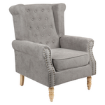 Πολυθρόνα Piore Pakoworld Γκρι Ύφασμα και Πόδι Rubberwood σε Φυσική Απόχρωση 77x80x106εκ