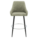 Σκαμπό bar Cody Pakoworld Μεταλλικό Μαύρο-Ύφασμα Ανοιχτό Γκρι Antique