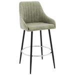 Σκαμπό bar Cody Pakoworld Μεταλλικό Μαύρο-Ύφασμα Ανοιχτό Γκρι Antique