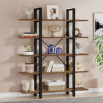 Βιβλιοθήκη Esthon Pakoworld Καρυδί-Μαύρο Μέταλλο 120x28x180εκ