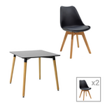 Τραπεζαρία Natali-Gaston Pakoworld σετ 3τεμ σε Απόχρωση Μαύρο-Φυσικό 80x80x75εκ