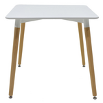 Τραπέζι Natali Pakoworld mdf Λευκό-Πόδια Φυσικό 80x80x76εκ