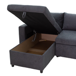 Γωνιακός Καναπές-Κρεβάτι Αναστρέψιμος Lilian Pakoworld Ανθρακί 225x148x81εκ