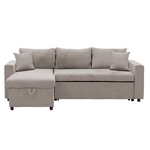 Γωνιακός Καναπές-Κρεβάτι Αναστρέψιμος Lilian Pakoworld Ύφασμα Μπεζ 225x148x81εκ