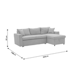 Γωνιακός Καναπές-Κρεβάτι Αναστρέψιμος Lilian Pakoworld Ύφασμα Γκρι 225x148x81εκ