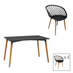 Τραπεζαρία Ezra-Natali Pakoworld σετ 5τεμ pp-mdf σε Μαύρη-Φυσική Απόχρωση 120x80x76εκ