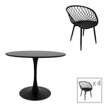 Τραπεζαρία Ezra-Balou Pakoworld σετ 5τεμ pp-mdf σε Μαύρη Απόχρωση Φ100x75εκ