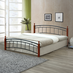 Κρεβάτι Διπλό Clarive Pakoworld Καρυδί Rubberwood-Μαύρο Μέταλλο 140x190εκ