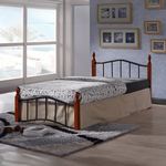 Κρεβάτι Μονό Faryn Pakoworld Καρυδί Rubberwood-Μαύρο Μέταλλο 90x190εκ