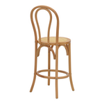 Σκαμπό Μπαρ Thonet Pakoworld Φυσικό Ξύλο Οξιάς-Έδρα Φυσικό Rattan 41x50x105εκ