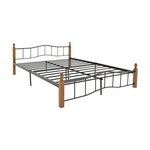 Κρεβάτι Διπλό Faryn Pakoworld Καρυδί Rubberwood-Μαύρο Μέταλλο 140x200εκ