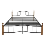 Κρεβάτι Διπλό Faryn Pakoworld Καρυδί Rubberwood-Μαύρο Μέταλλο 150x200εκ