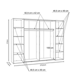 Ντουλάπα Ρούχων Verzo Pakoworld Τετράφυλλη oak-Ανθρακί Μελαμίνης 270.5x61.5x210.5εκ