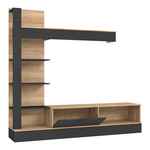 Σύνθετο Σαλονιού Dranko Pakoworld Μαύρο-oak Μελαμίνης 205x41.5x192εκ